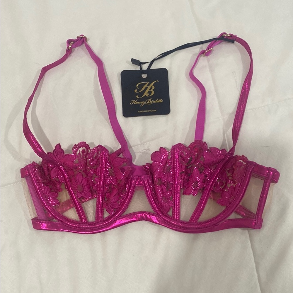 Honey Birdette Pink Lace Bra